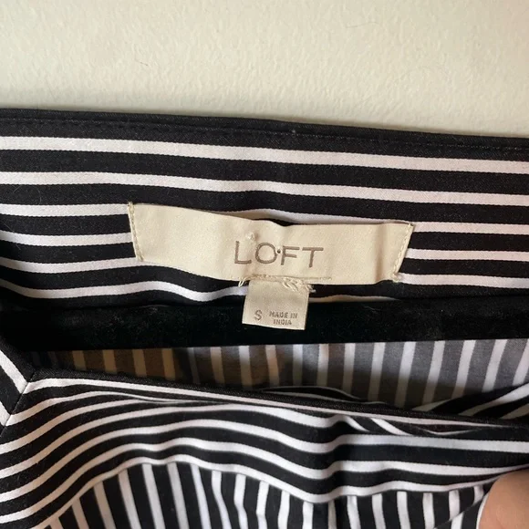 LOFT Women Small Blouse square neck balloon sleeve striped top business casual - Picture 2 of 6